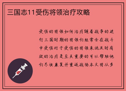 三国志11受伤将领治疗攻略