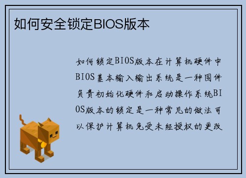 如何安全锁定BIOS版本